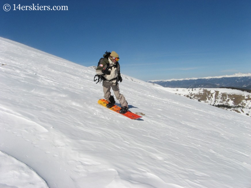 snowboarding on Quandary Peak. 