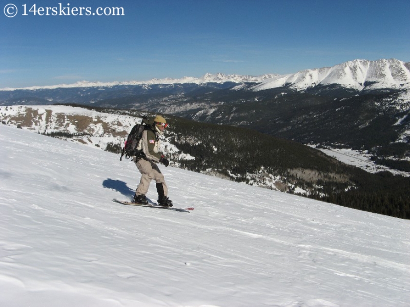 snowboarding on Quandary Peak.  