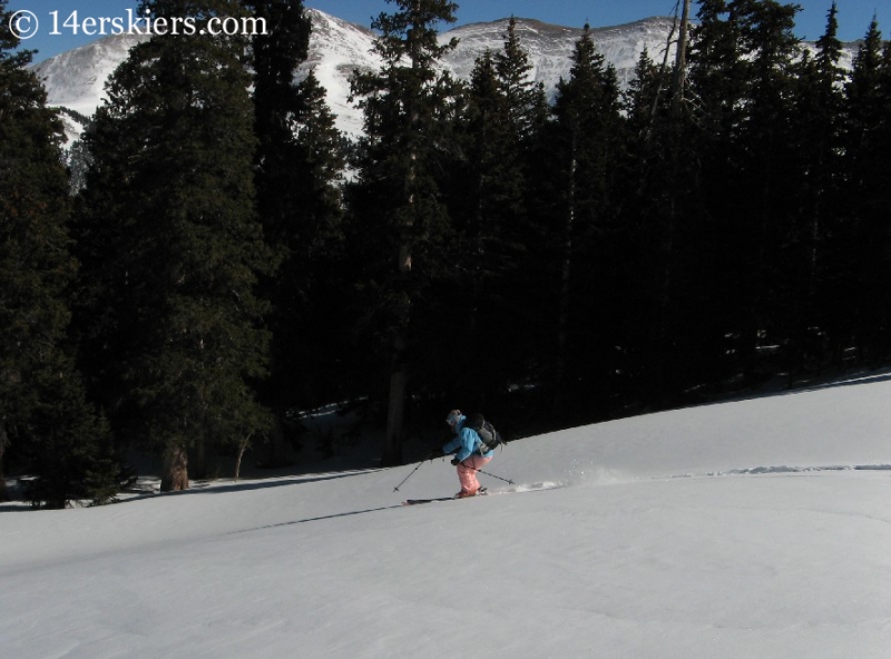 Brittany Walker Konsella backcountry skiing on Quandary Peak. 