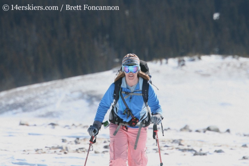 Brittany Konsella skinning on Quandary Peak. 