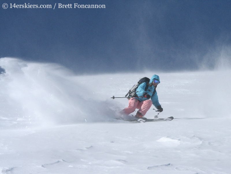 Brittany Walker Konsella backcountry skiing on Quandary Peak. 