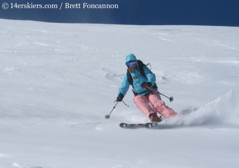 Brittany Konsella backcountry skiing on Quandary Peak.  