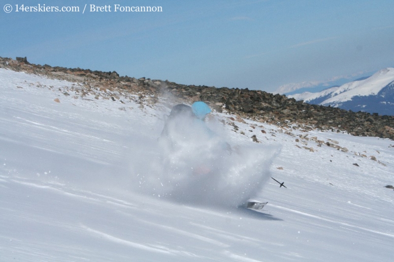 Brittany Konsella backcountry skiing on Quandary Peak. 