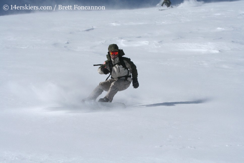 snowboarding on Quandary Peak. 