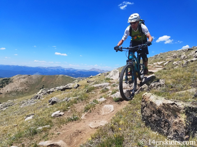 Mountain biking Horseshoe Trail near Whitepine, CO.