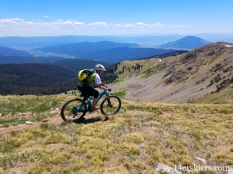 Mountain biking Horseshoe Trail near Whitepine, CO.