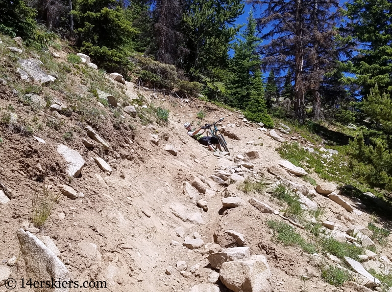 Mountain biking Horseshoe Trail near Whitepine, CO.