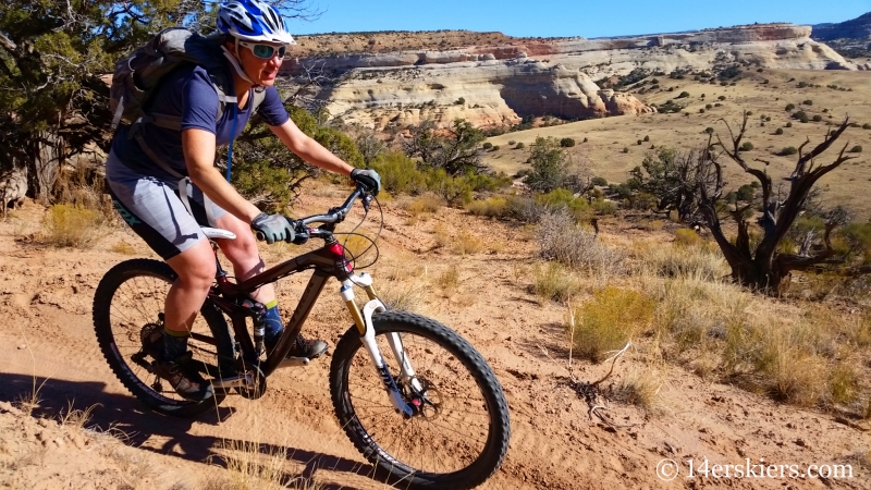 Natalie Moran mountain biking Rabbit Valley Western Rim trail near Fruita.