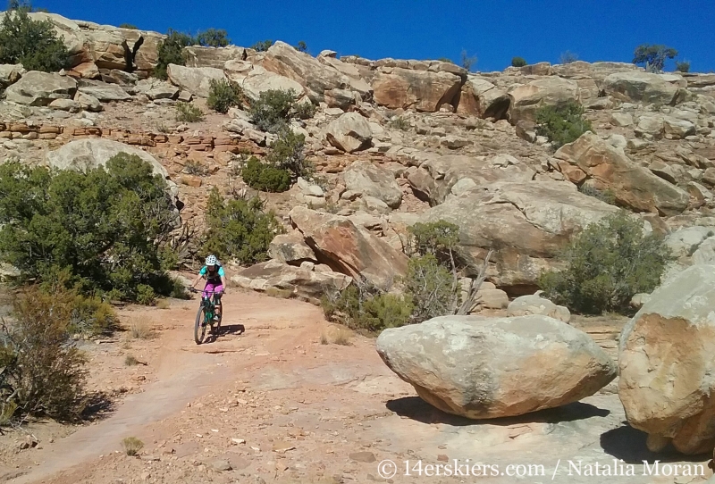 Brittany Walker Konsella mountain biking Western Rim Trail near Fruita.