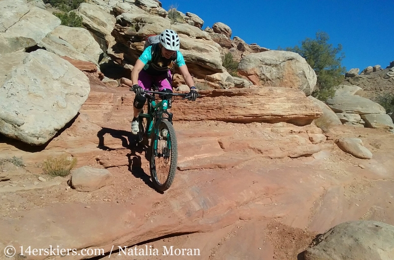 Brittany Walker Konsella mountain biking Western Rim Trail near Fruita.