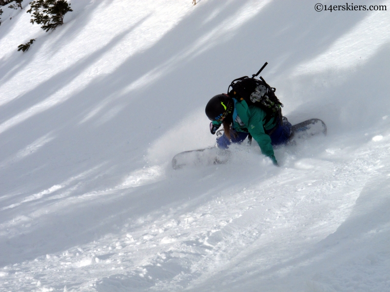 Rachel Reich snowboarding Crested butte backcountry