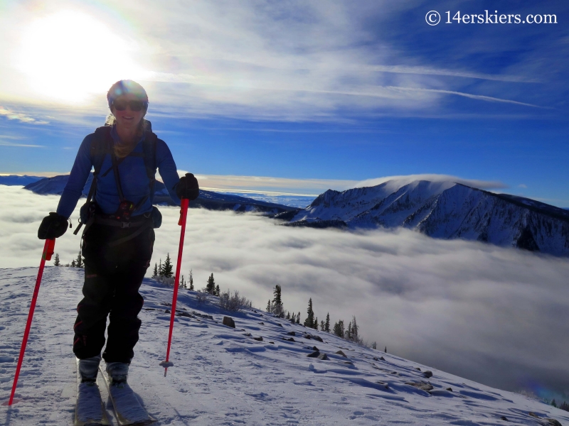 Alex Riedman skinning on Red Lady while backcountry skiing in Crested Butte. 