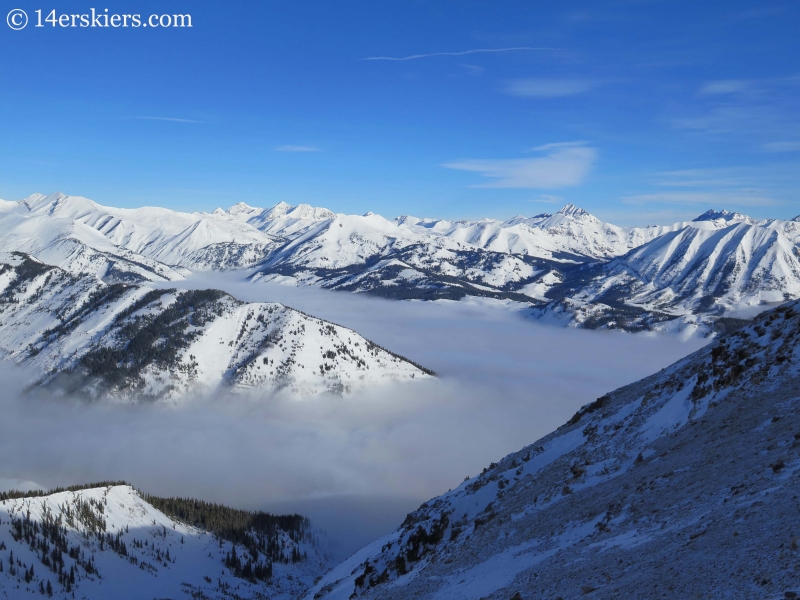 Fog with mountains in winter in Crested Butte. 