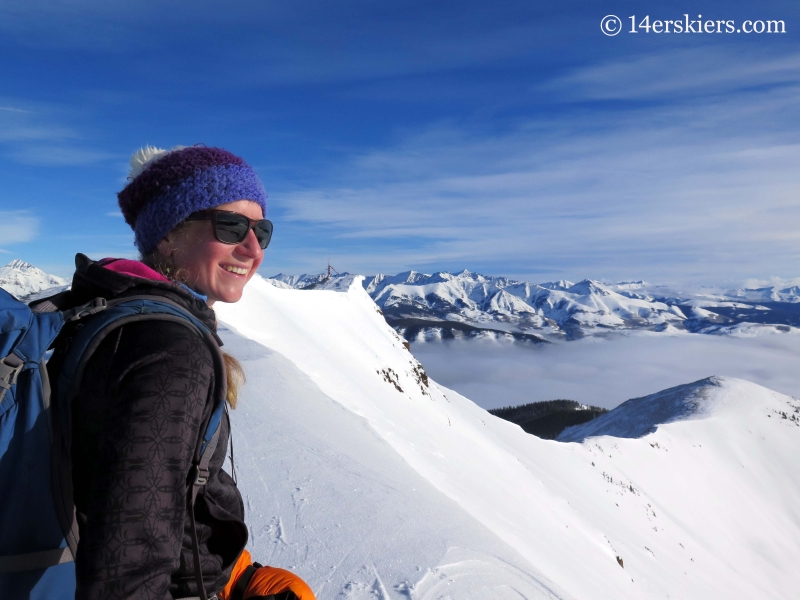 Alex Riedman on summit of Red Lady while backcountry skiing. 