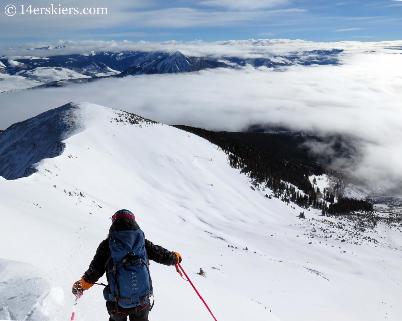 Alex Riedman backcountry skiing on Red Lady in Crested Butte. 