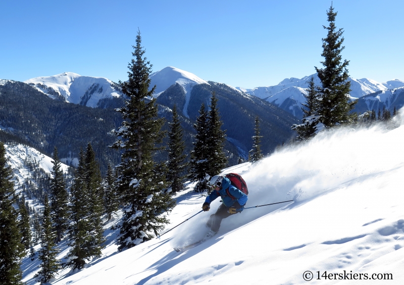 Frank Konsella backcountry skiing on Red Mtn Pass.