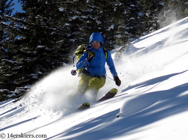 Natalia Moran backcountry skiing on Red Mtn Pass.