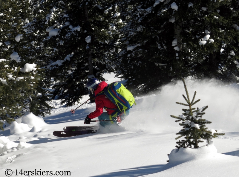 Brittany Konsella backcountry skiing on Red Mountain Pass.