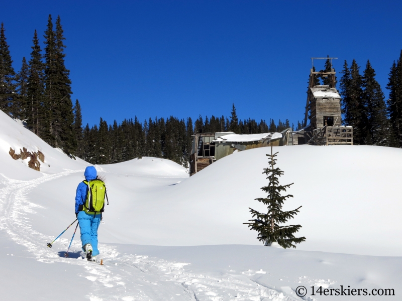 Natalia Moran backcountry skiing on Red Mtn Pass.