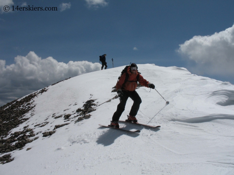 Frank Konsella skiing off the summit of San Luis Peak. 