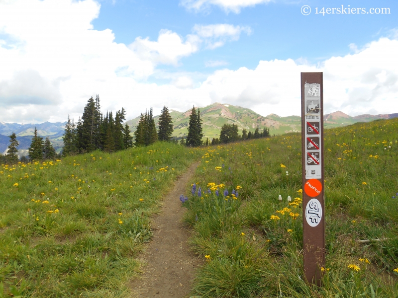 Schofield Trail sign near Schofield Pass, near Crested Butte.  