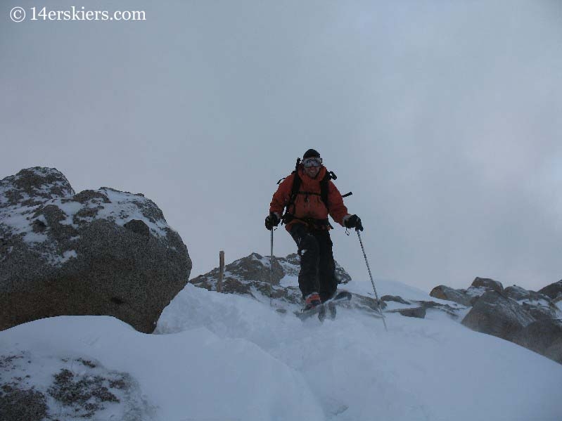 Frank Konsella skiing off the summit of Mount Shavano. 