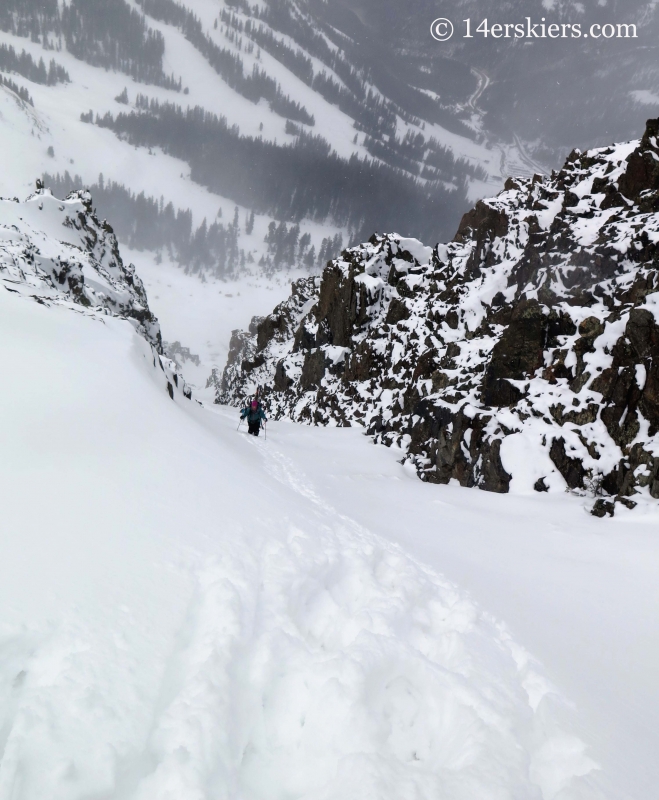 Susan Mol & Alex Riedman climbing Shti for Brains Couloir. 