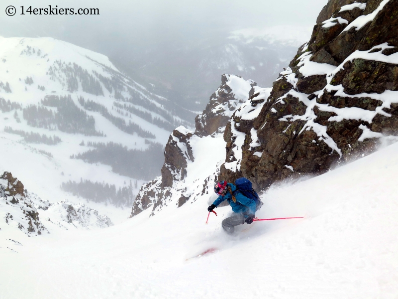 Alex Riedman backcountry skiing on Shit for Brains Couloir