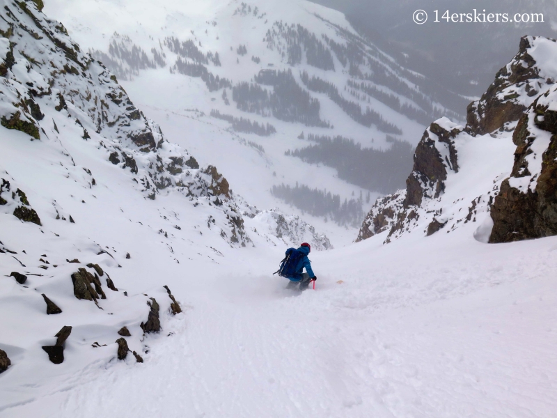 Alex Riedman backcountry skiing on Shit for Brains Couloir