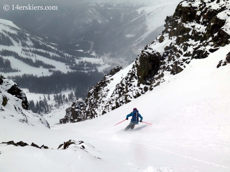 Alex Riedman backcountry skiing on Shit for Brains Couloir