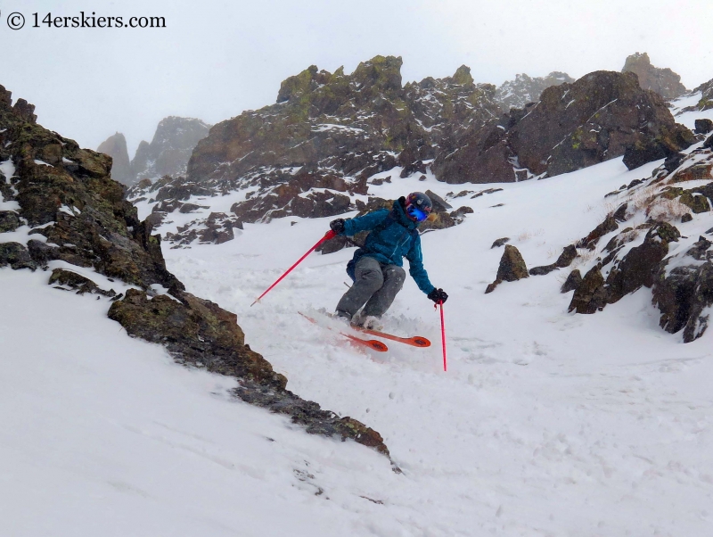 Alex Riedman skiing Shit for Brains Couloir. 