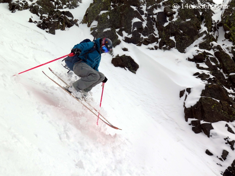 Alex Riedman backcountry skiing on Shit for Brains Couloir