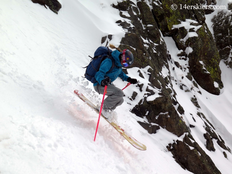 Alex Riedman backcountry skiing on Shit for Brains Couloir