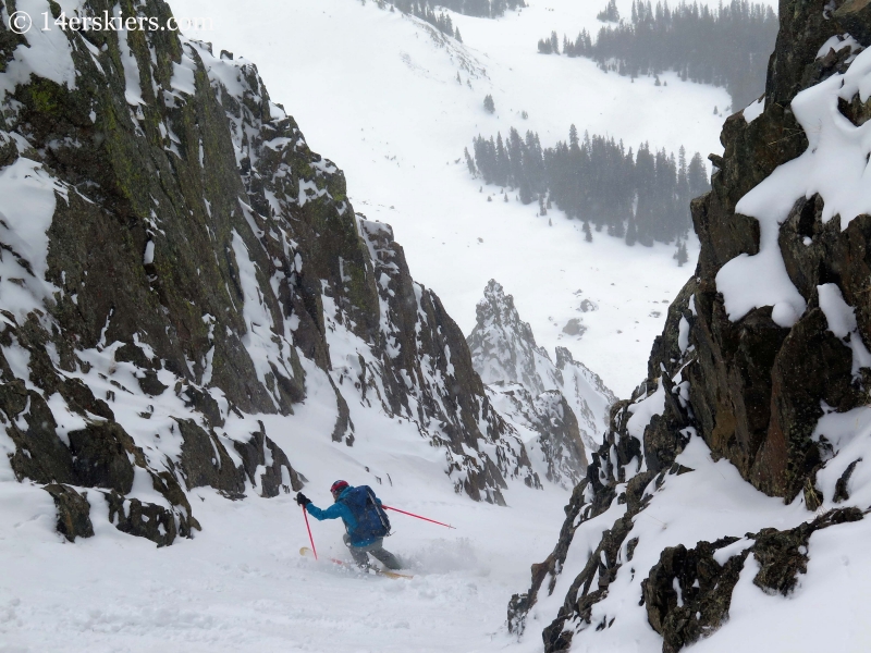 Alex Riedman backcountry skiing on Shit for Brains Couloir
