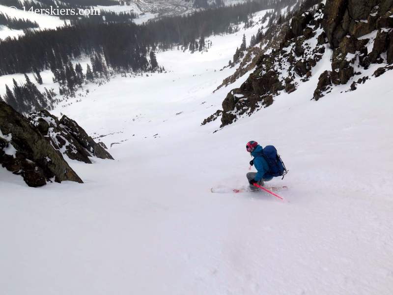 Alex Riedman backcountry skiing on Shit for Brains Couloir