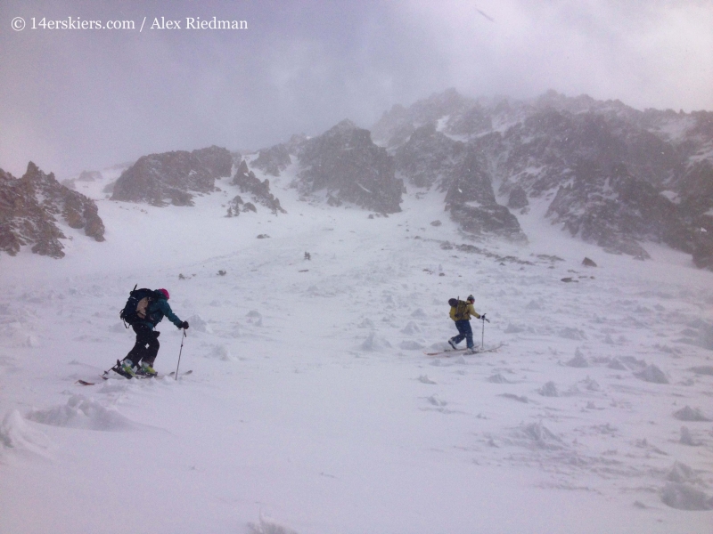 Skinning up the apron toward Shit for Brains Couloir.  