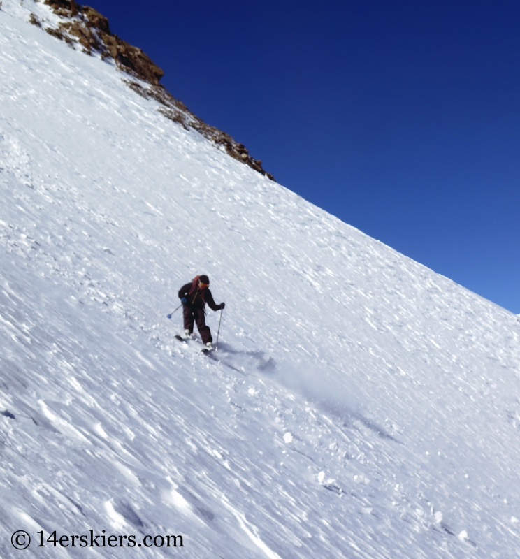 Larry Fontaine backcountry skiing Buffalo Mountain, Silver Couloir. 