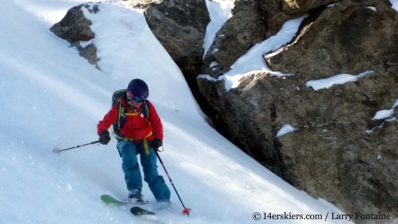 Brittany Walker Konsella backcountry skiing Buffalo Mountain Silver Couloir.