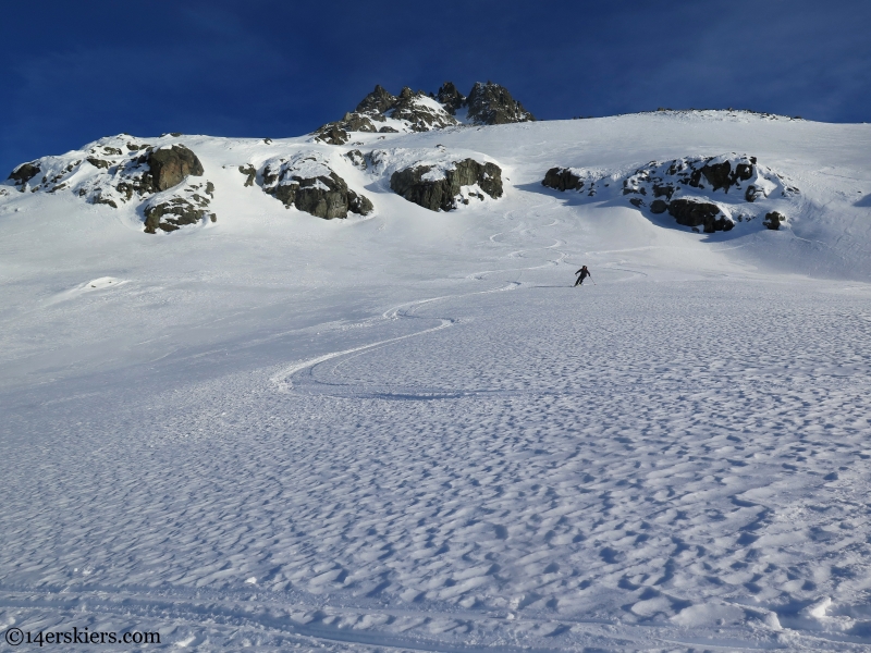 ski tracks in rippled snow