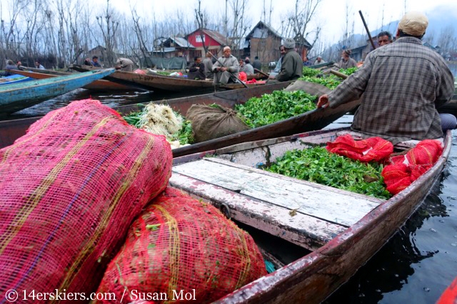 Floating vegetable market in Sringar, India.