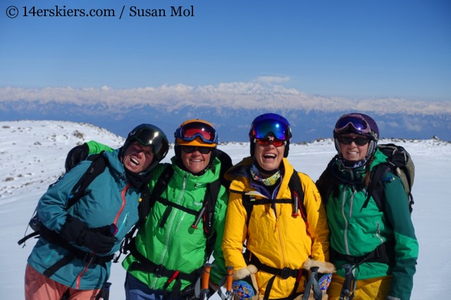 Susan Mol, Krista Hildebrandt, Leslie Resnick, and Robin Wehmeyer, off for adventures skiing in India