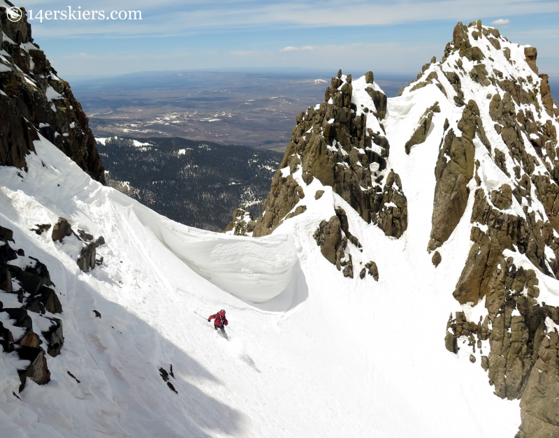 Frank skiing the Sneffels Snake Couloir