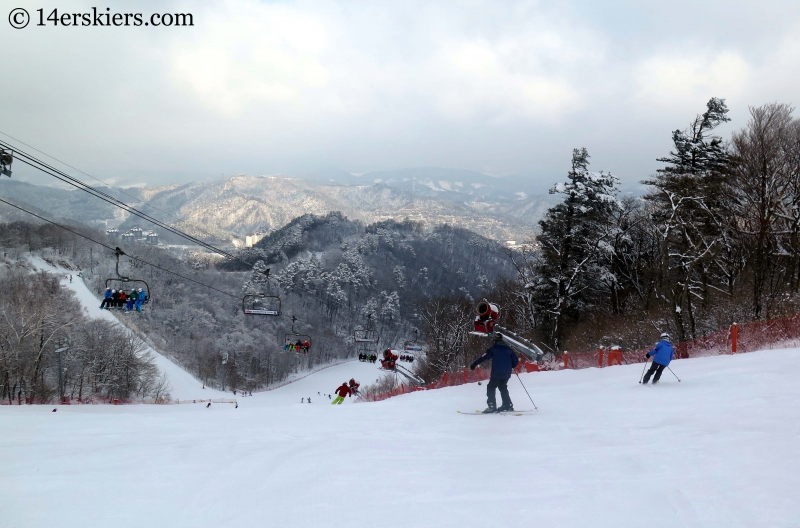skiing Gold Peak at YongPyong ski area in South Korea.