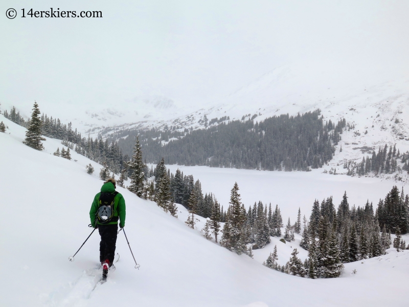 Scott Edlin skinning toward Naylor Lake near Square Top Mountain.  