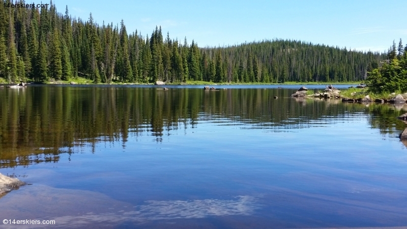 Mountain biking near Fish Hook Lake near Steamboat Springs.