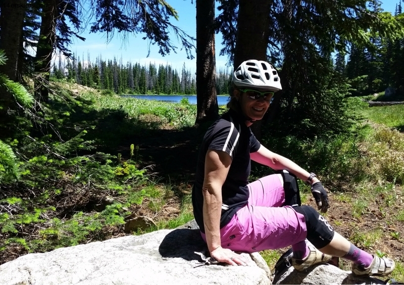 Mountain biking near Summit Lake near Steamboat Springs.