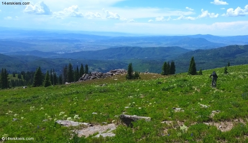 Larry Fontaine mountain biking Soda Mountain near Steamboat Springs.