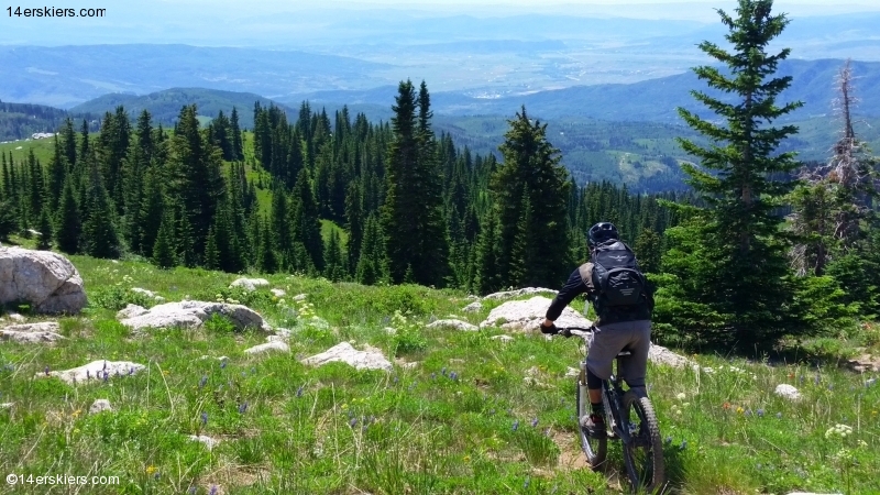 Larry Fontaine mountain biking Soda Mountain near Steamboat Springs.