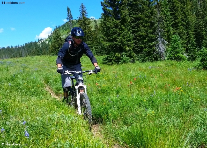 Larry Fontaine mountain biking Soda Mountain near Steamboat Springs.