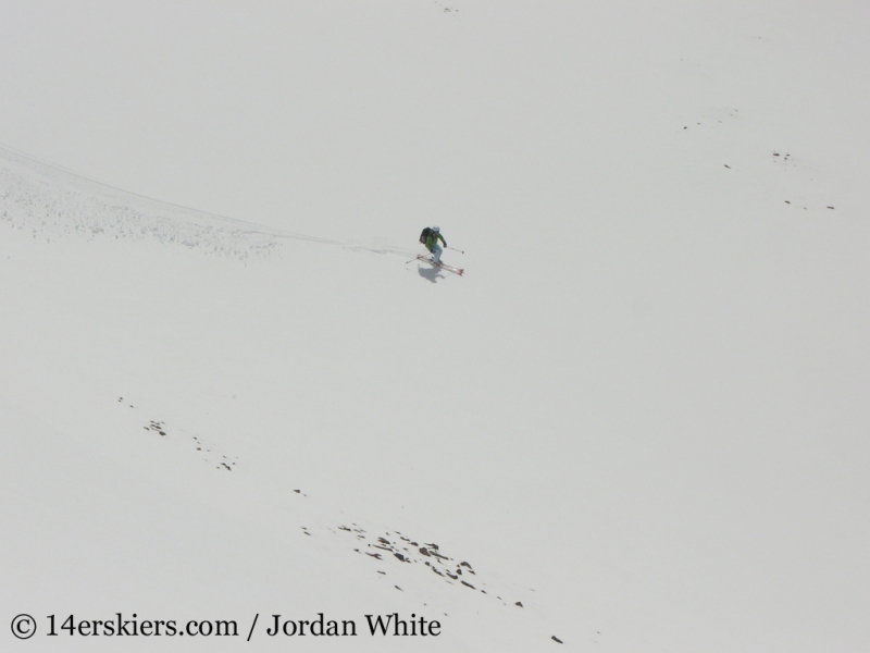 Brittany Walker Konsella backcountry skiing on Redcloud Peak